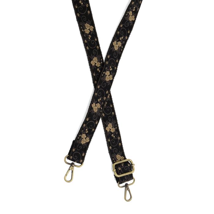 1.2" Neutral Scrolling Floral Emb Guitar Strap - Posh West Boutique