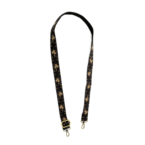 1.2" Neutral Scrolling Floral Emb Guitar Strap - Posh West Boutique