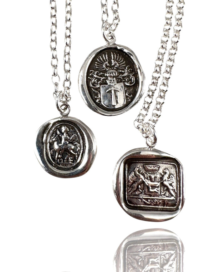18" Crest on Chain , Saint George , Double Gryphon, Hammer