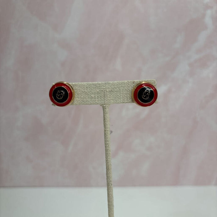 2 Tone GG Button Stud Earrings