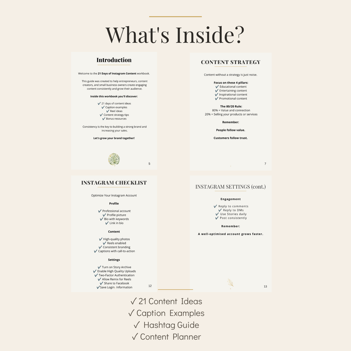 21 Days of Instagram Content – Digital Ebook