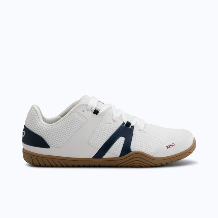 Xero Shoes 360 Rally Women Shoe in White with Blue Accent and with Toe Facing Right