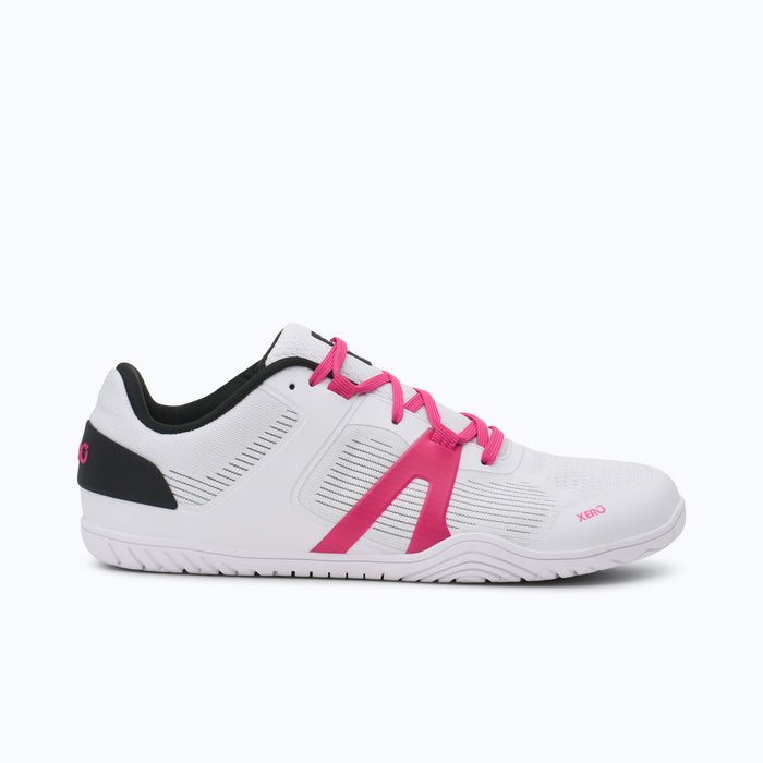 Xero Shoes 360 Rally Women Shoe in White with Pink Shoelace and with Toe Facing Right