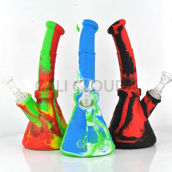 8.5" Silicone Curved Beaker Water Pipe - Cali Cloudx Inc