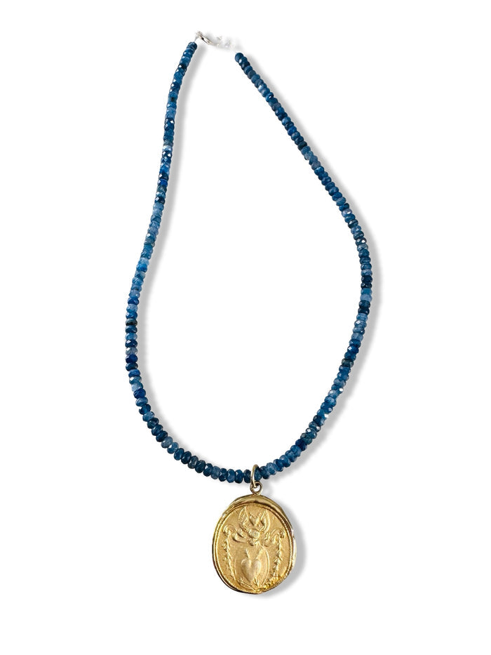 Angel Heart Blue Kyanite Gold Necklace