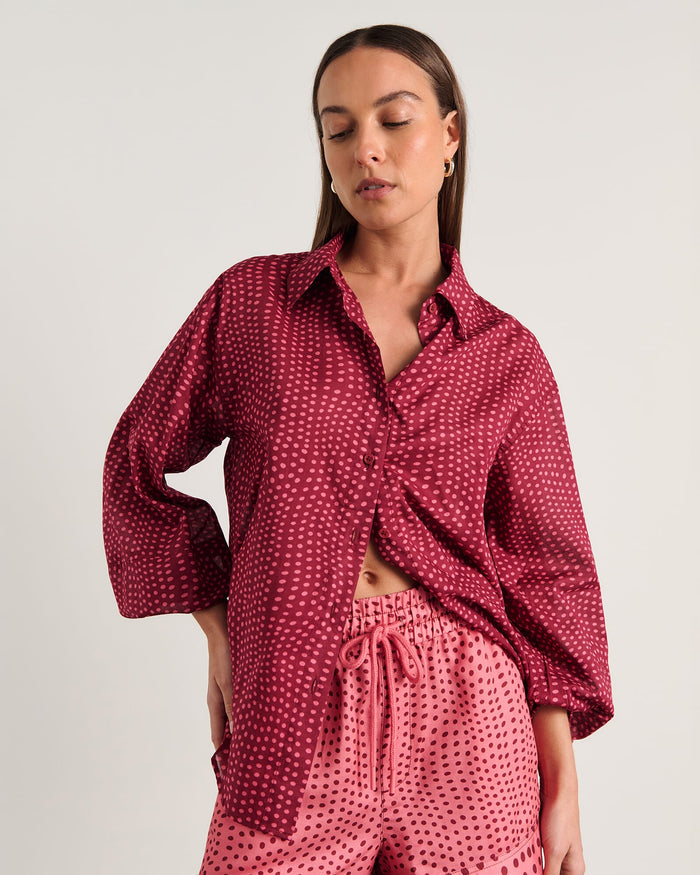 JAG ania spot long sleeve shirt pinkmulti