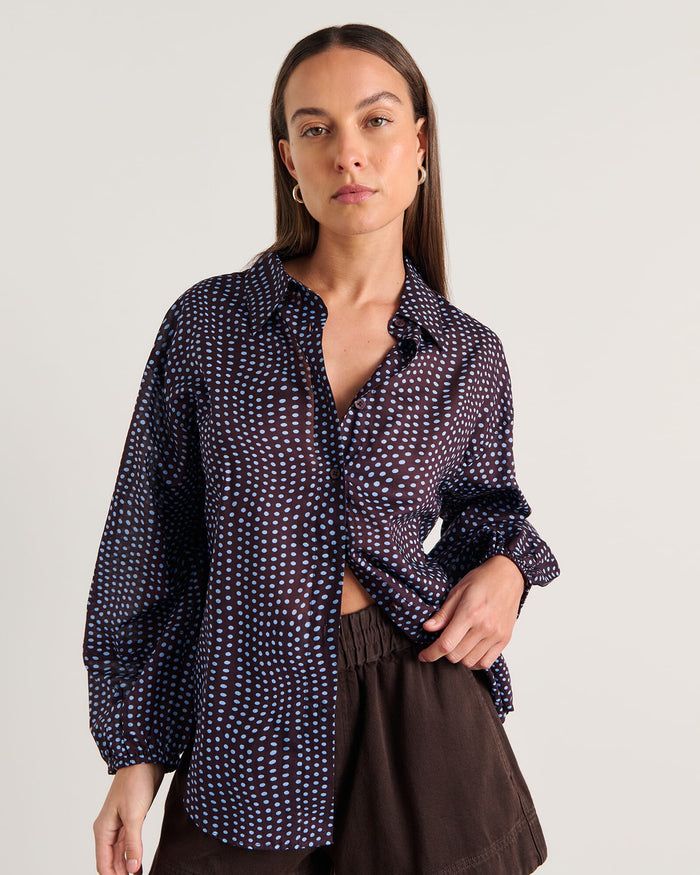 JAG ania spot long sleeve shirt brownmulti