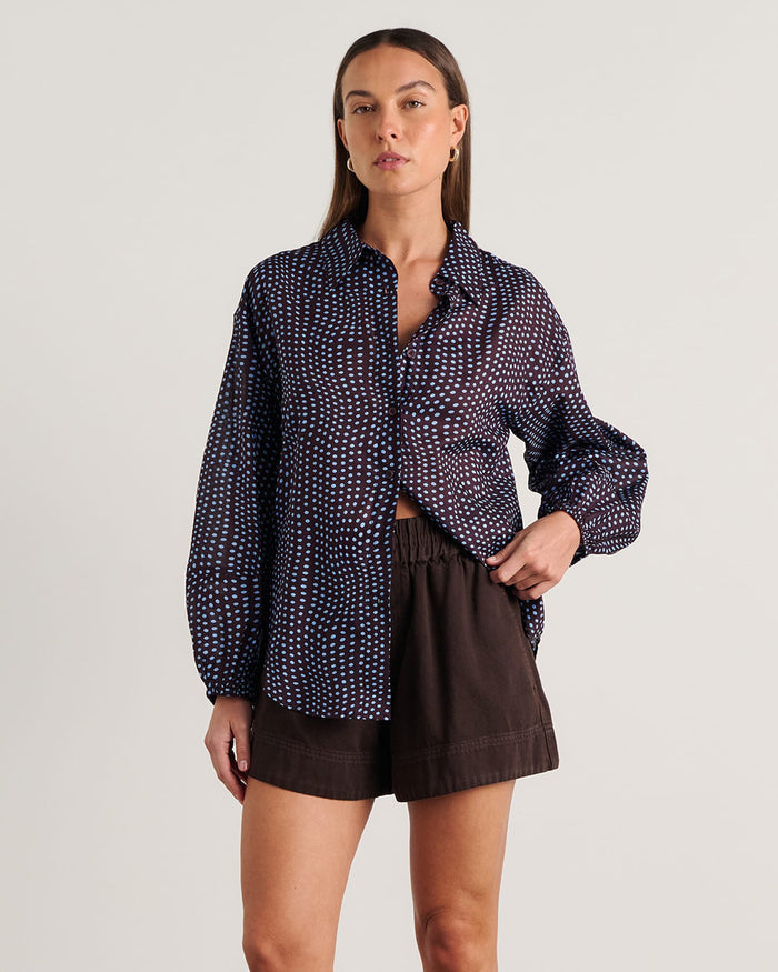 JAG ania spot long sleeve shirt brownmulti