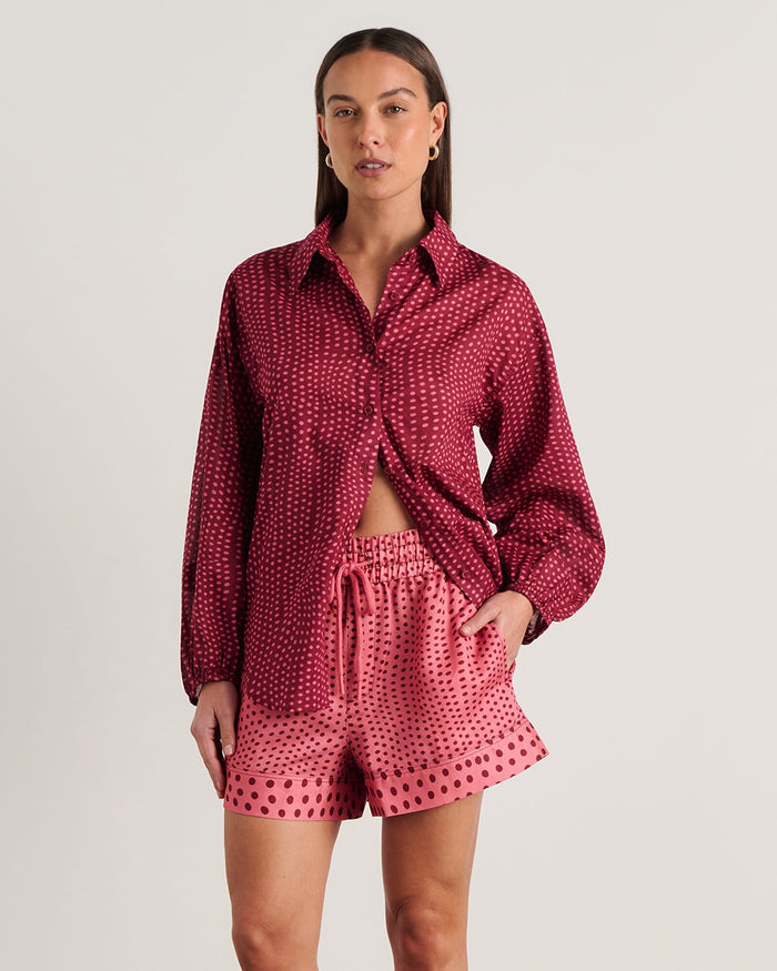 JAG ania spot long sleeve shirt pinkmulti