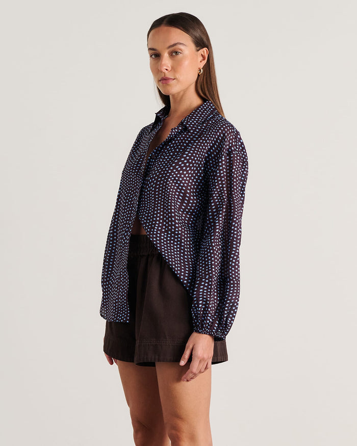 JAG ania spot long sleeve shirt brownmulti