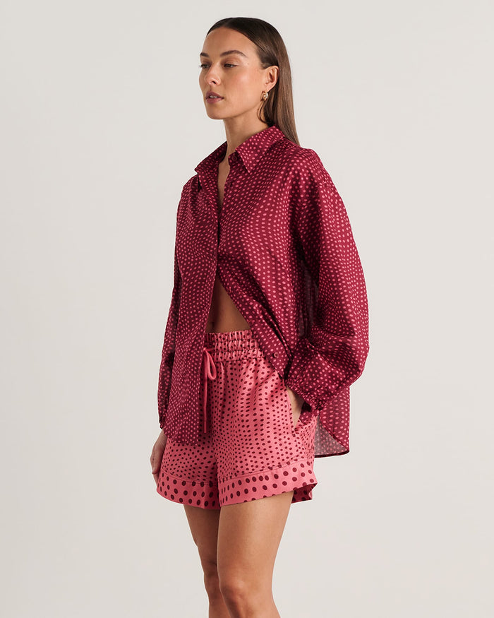 JAG ania spot long sleeve shirt pinkmulti