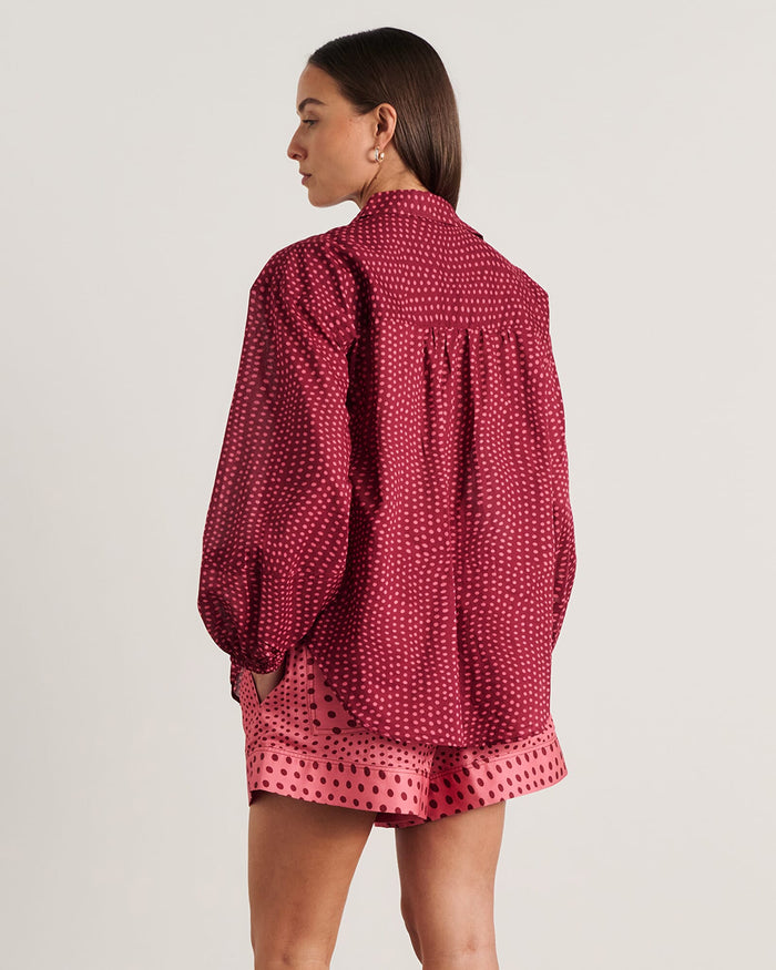 JAG ania spot long sleeve shirt pinkmulti