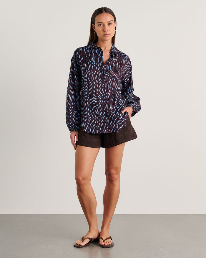 JAG ania spot long sleeve shirt brownmulti