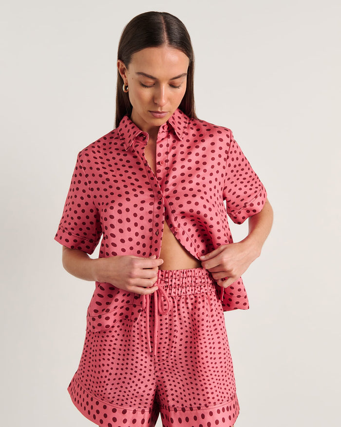 JAG ania spot short sleeve shirt pinkmulti