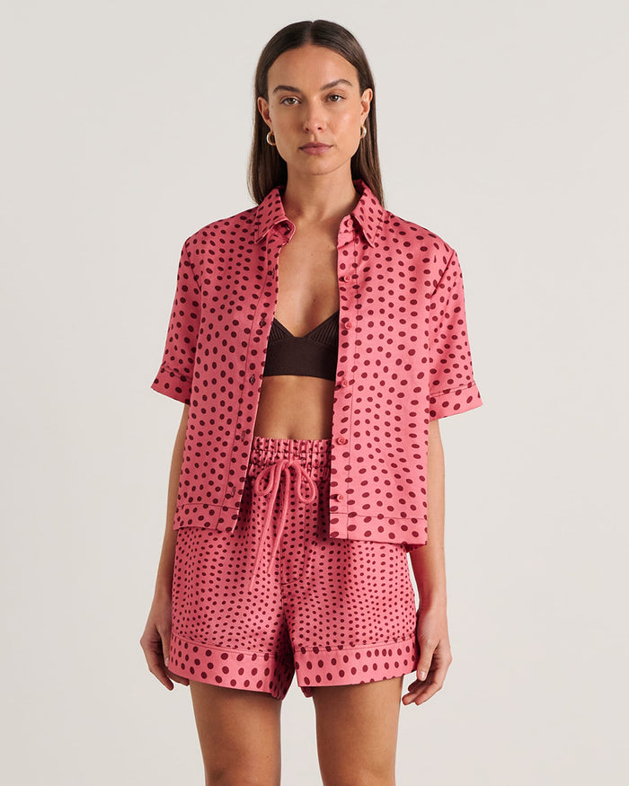 JAG ania spot short sleeve shirt pinkmulti