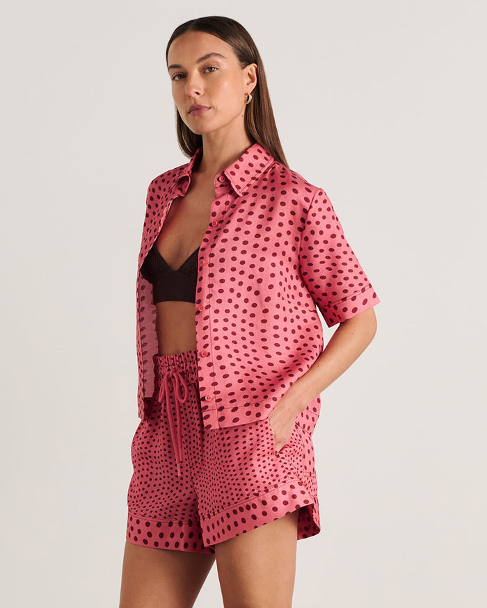 JAG ania spot short sleeve shirt pinkmulti