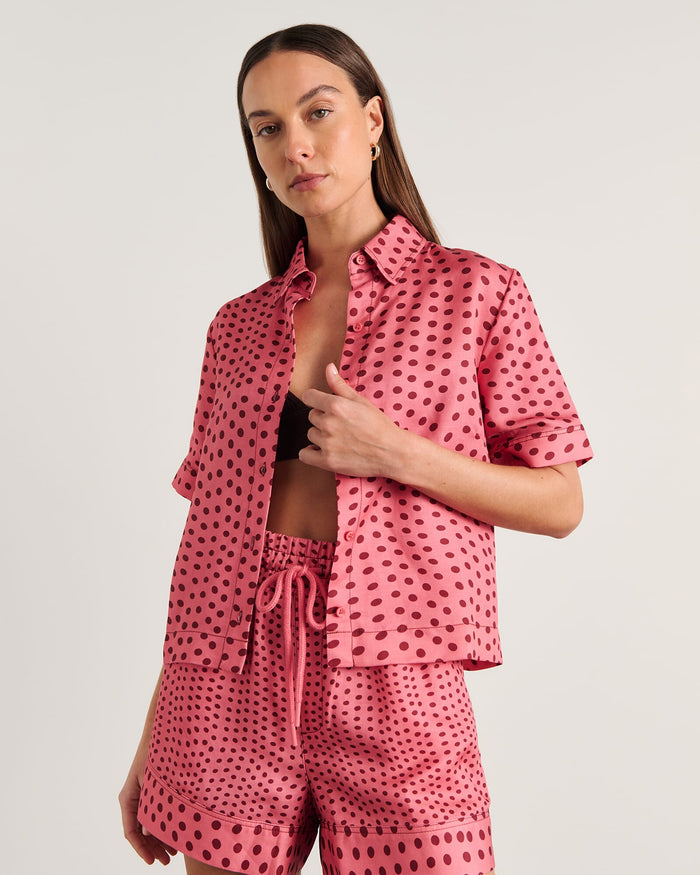 JAG ania spot short sleeve shirt pinkmulti
