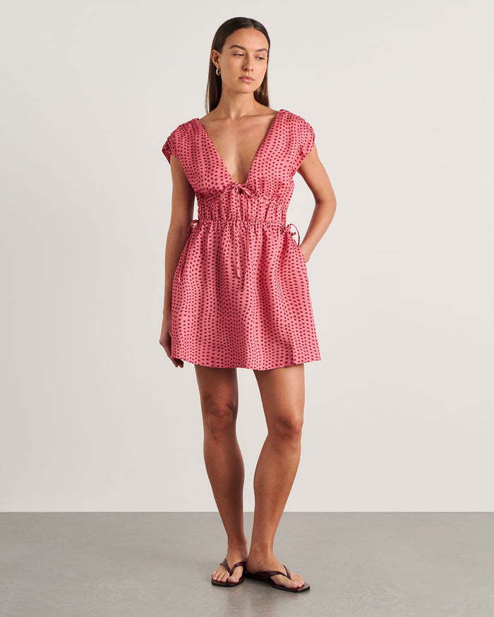 JAG ania tie mini dress pinkmulti