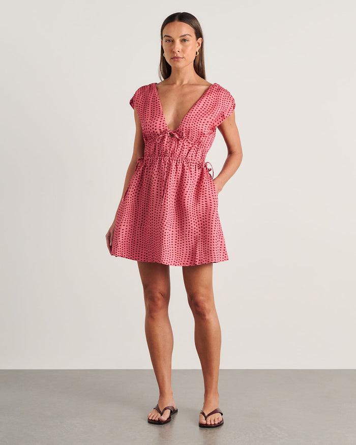 JAG ania tie mini dress pinkmulti