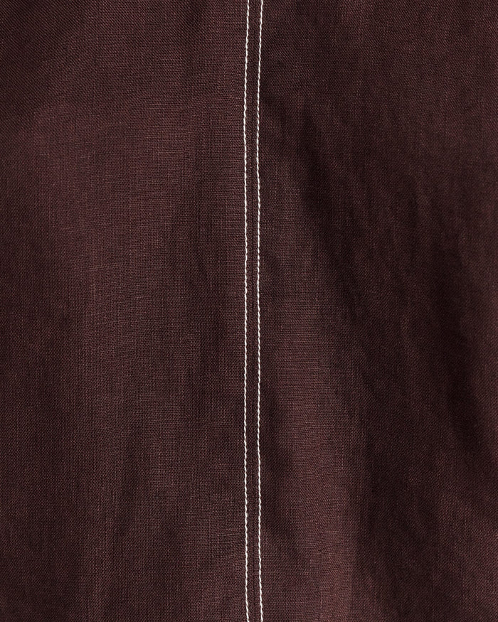 JAG ann linen open back top darkchocolate