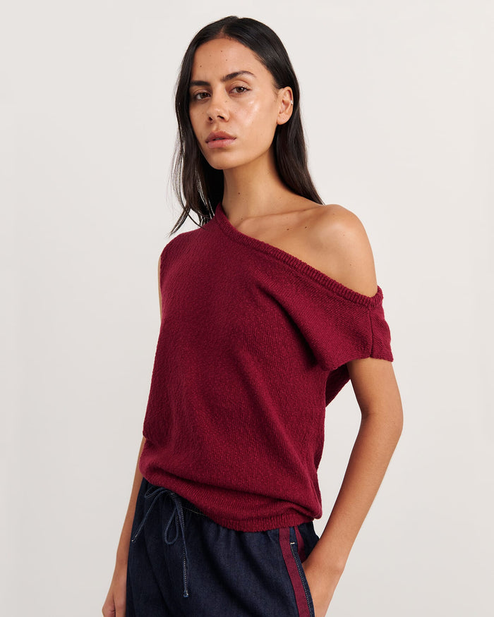 JAG arden off shoulder knit wine