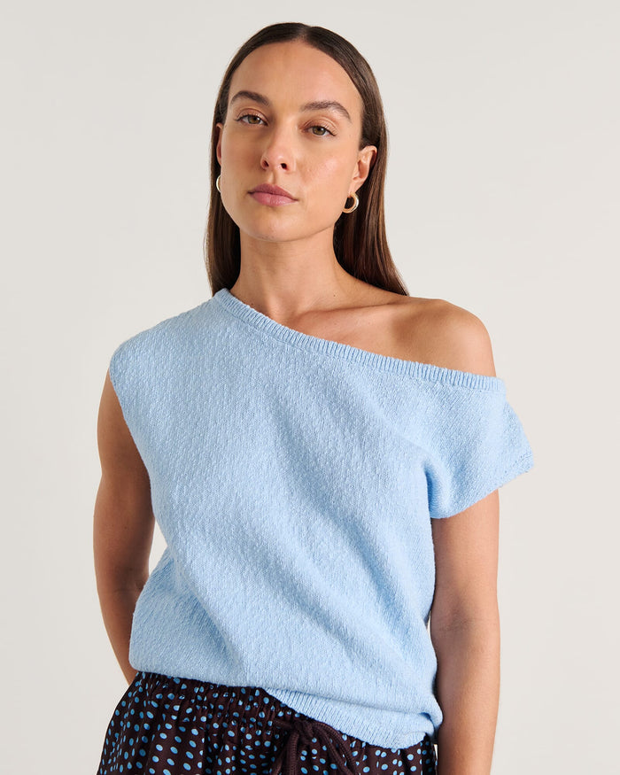 JAG arden off shoulder knit paleblue