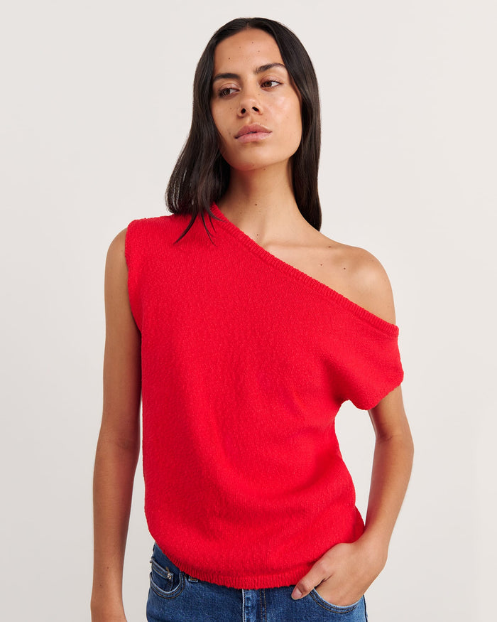 JAG arden off shoulder knit brightred