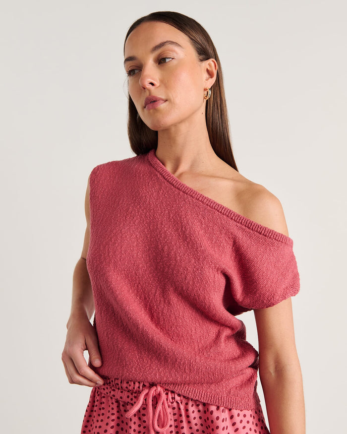 JAG arden off shoulder knit tearose