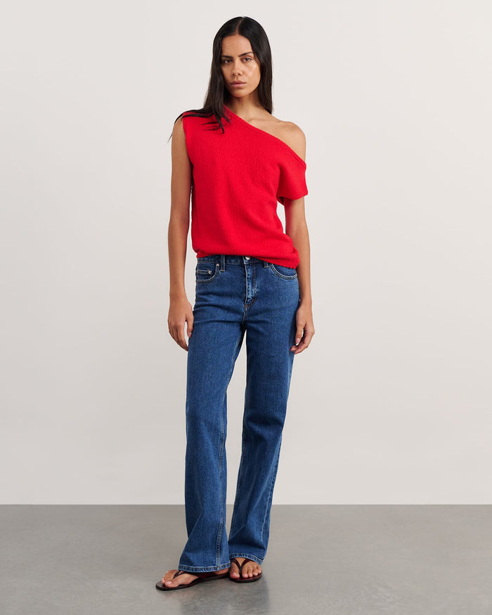 JAG arden off shoulder knit brightred