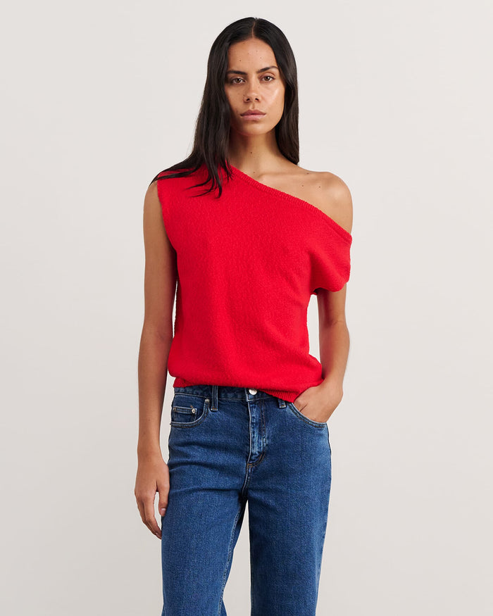 JAG arden off shoulder knit brightred