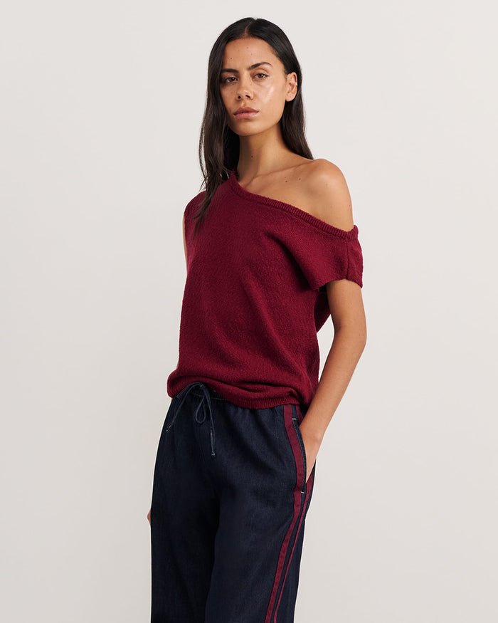 JAG arden off shoulder knit wine
