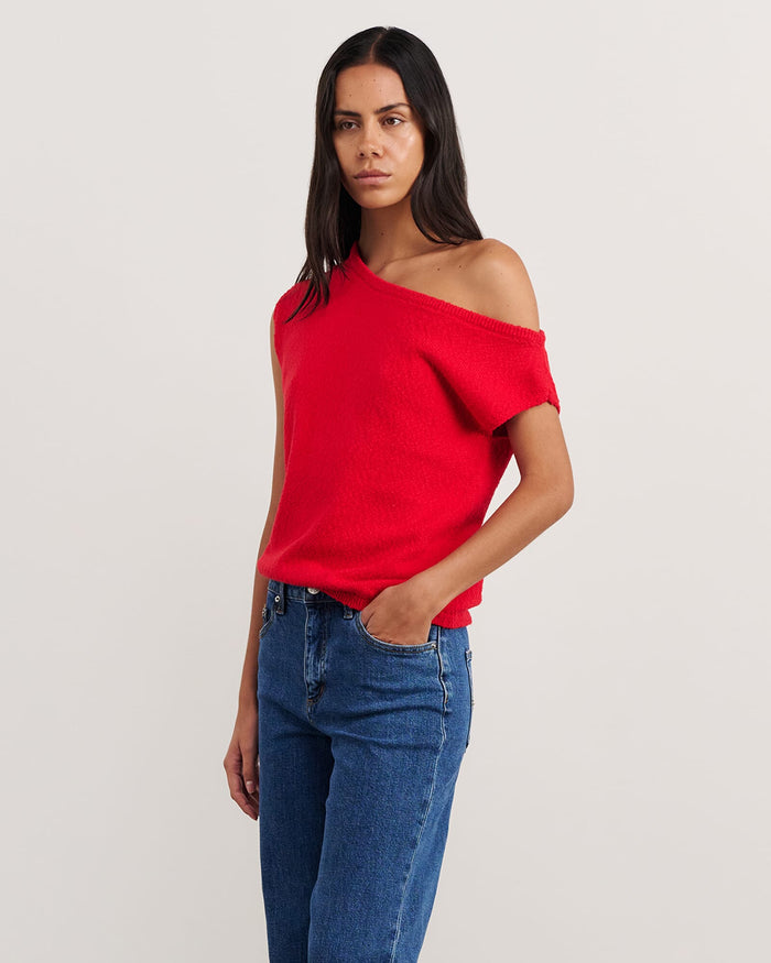 JAG arden off shoulder knit brightred