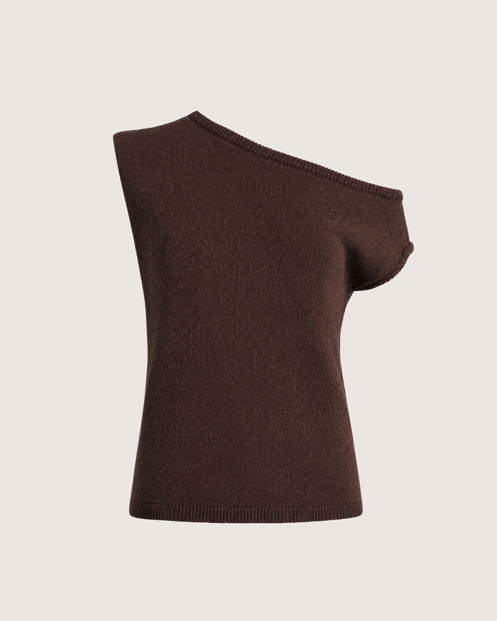JAG arden off shoulder knit darkchocolate