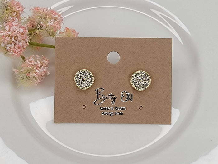 Gold Circle Pave Studs - Posh West Boutique