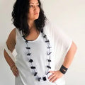 Black Leather Patch Necklace Upcycled Knotted | Engayla