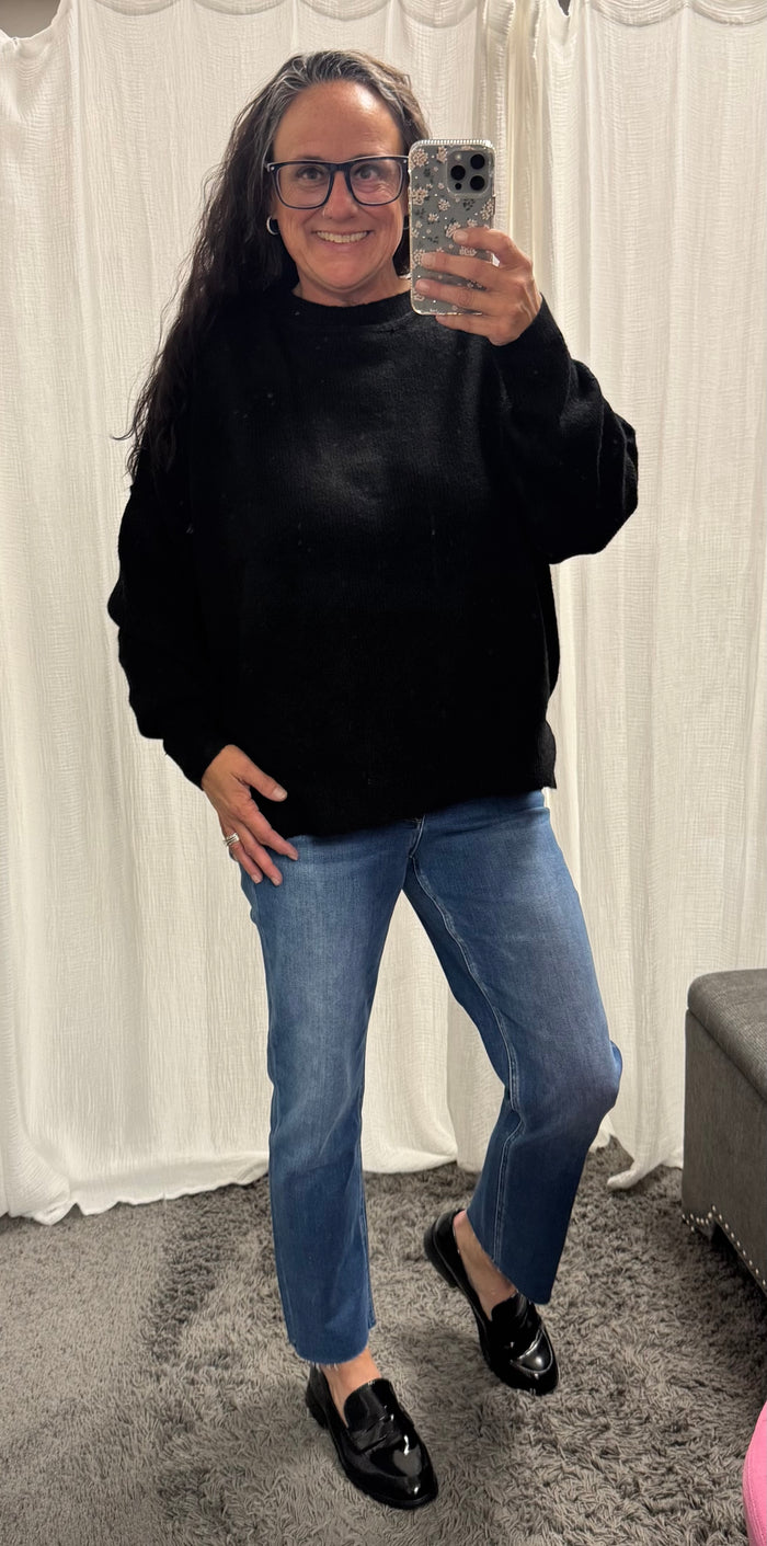 Black Wool Blend Pullover Sweater - Posh West Boutique