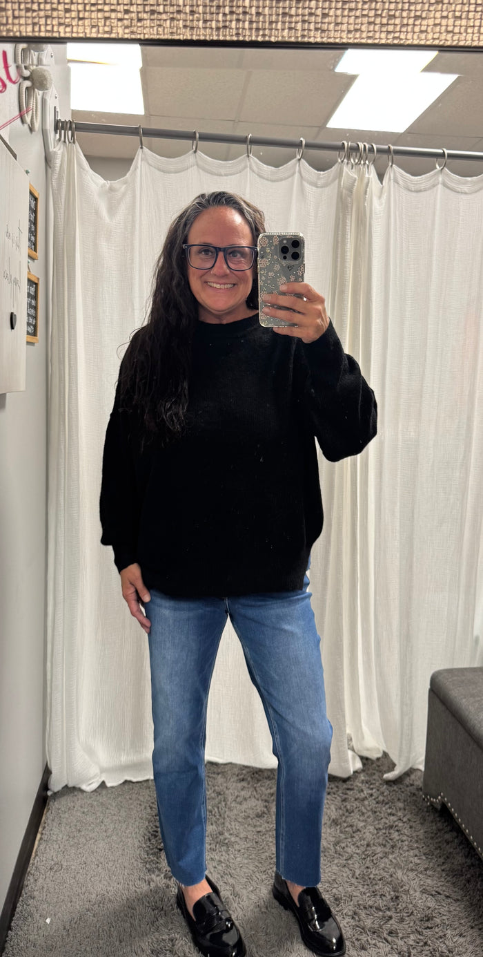 Black Wool Blend Pullover Sweater - Posh West Boutique