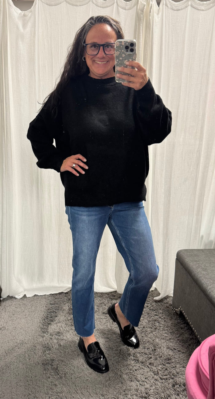 Black Wool Blend Pullover Sweater - Posh West Boutique