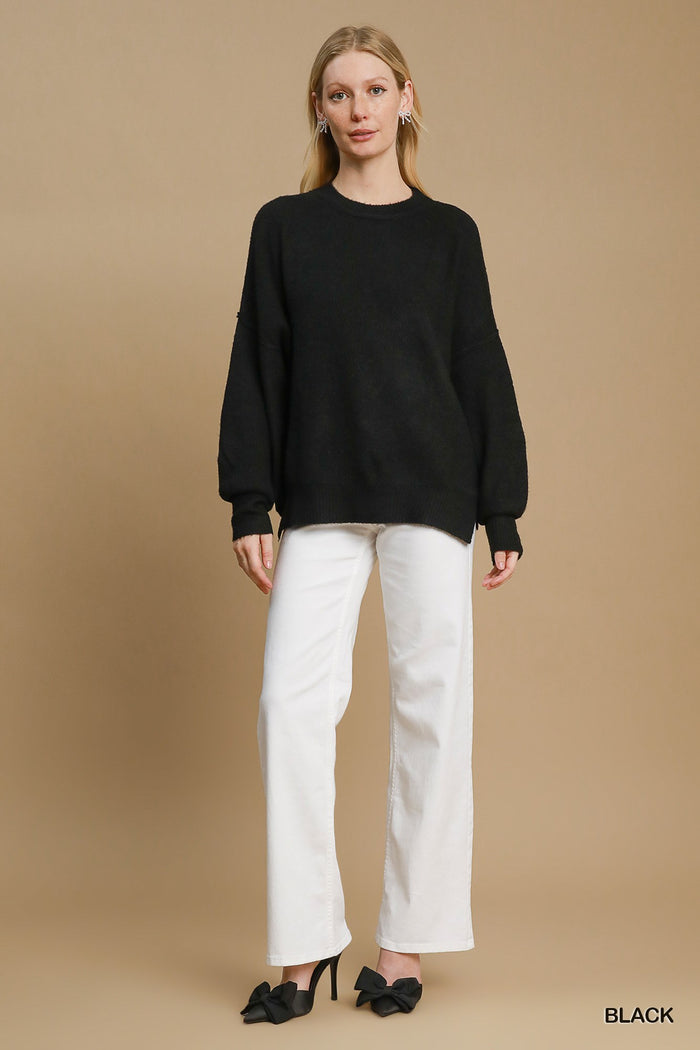 Black Wool Blend Pullover Sweater - Posh West Boutique