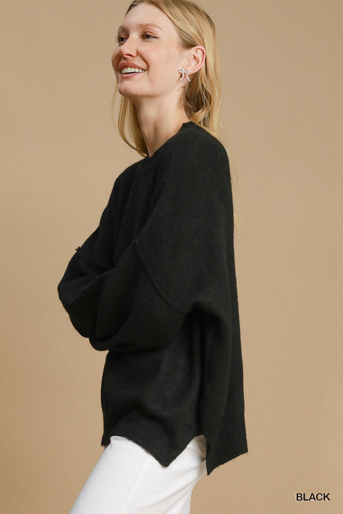 Black Wool Blend Pullover Sweater - Posh West Boutique