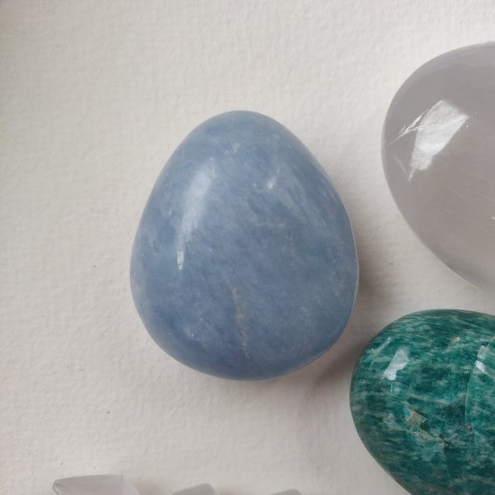 Blue Calcite Palm Stone (#1)