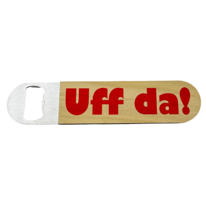 Bottle Opener - Stainless Steel with Wooden Handle Uff da!