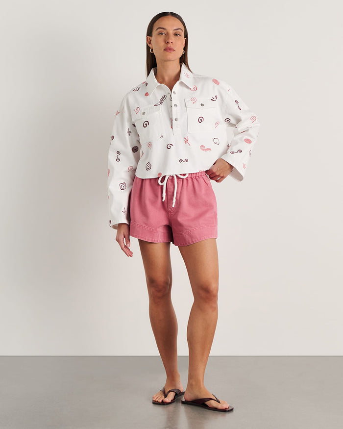 JAG bowie crop shirt wineberryivory