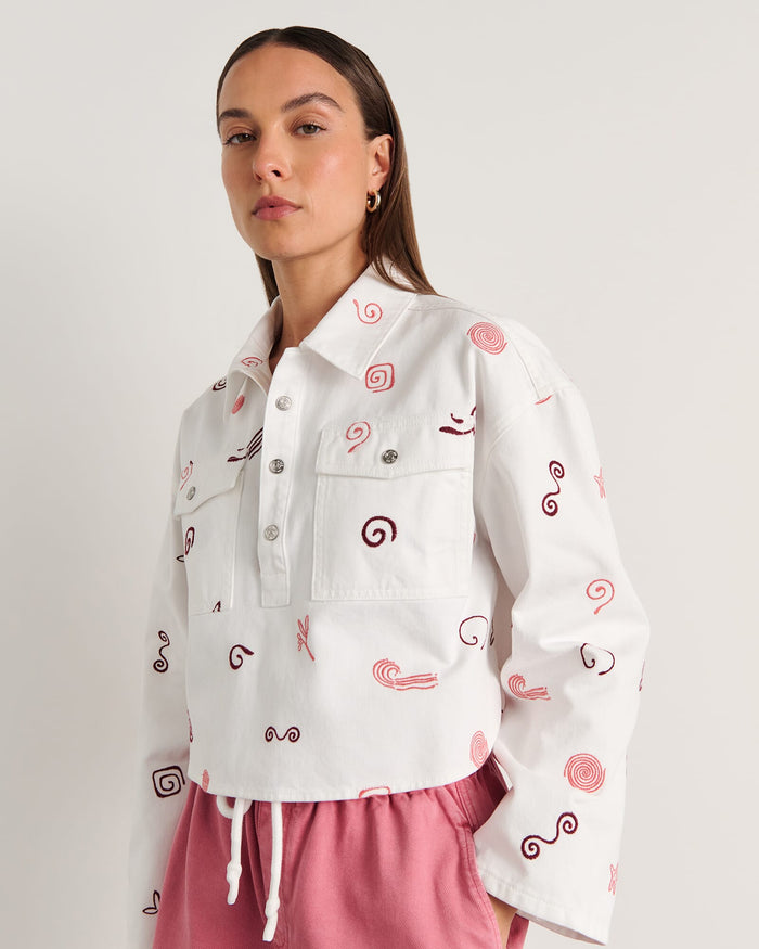 JAG bowie crop shirt wineberryivory
