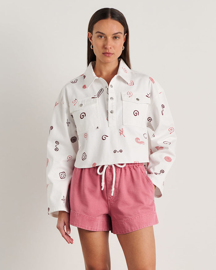 JAG bowie crop shirt wineberryivory