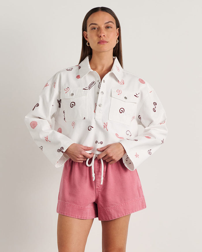 JAG bowie crop shirt wineberryivory