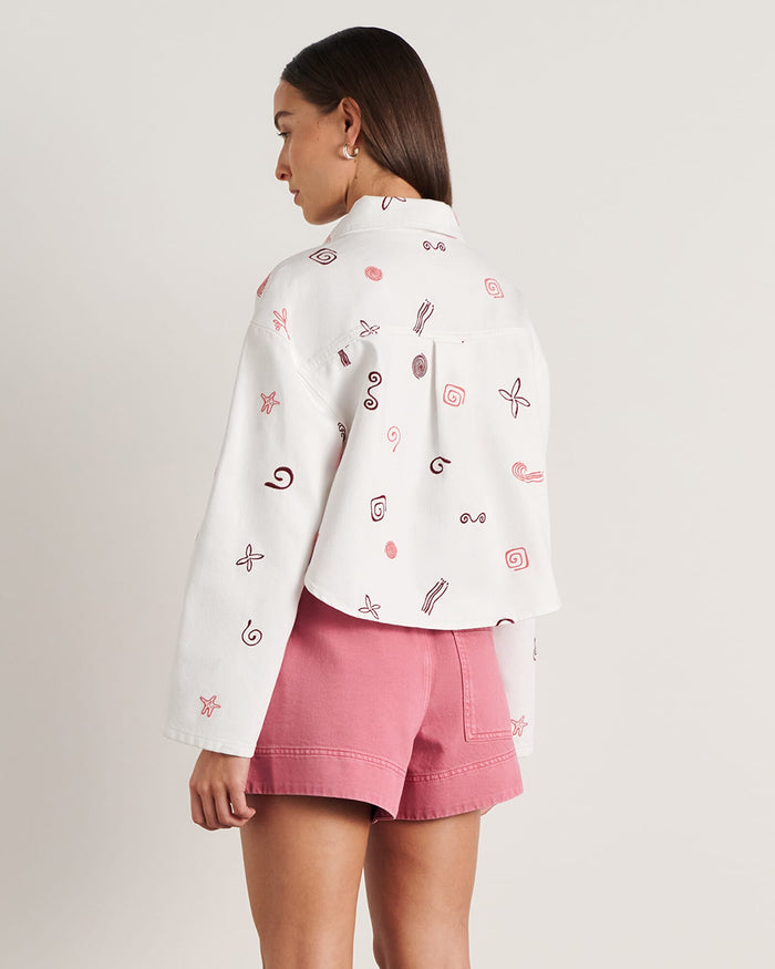 JAG bowie crop shirt wineberryivory