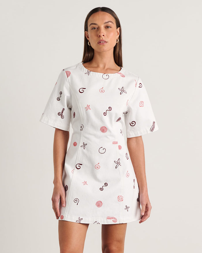 JAG bowie mini dress wineberryivory