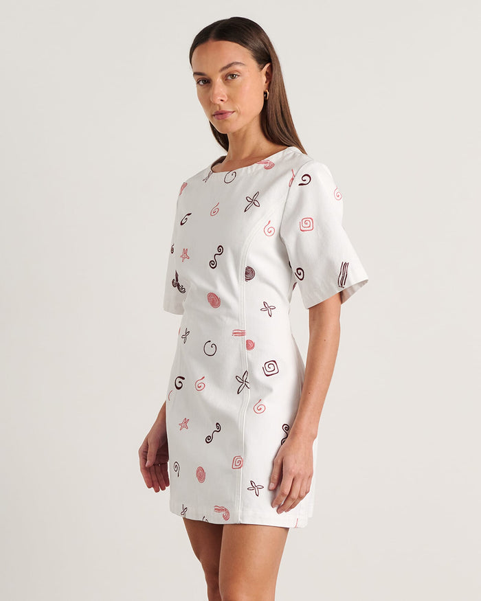 JAG bowie mini dress wineberryivory