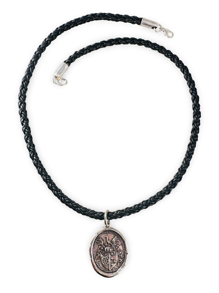 Braided Leather Necklace with Pendant